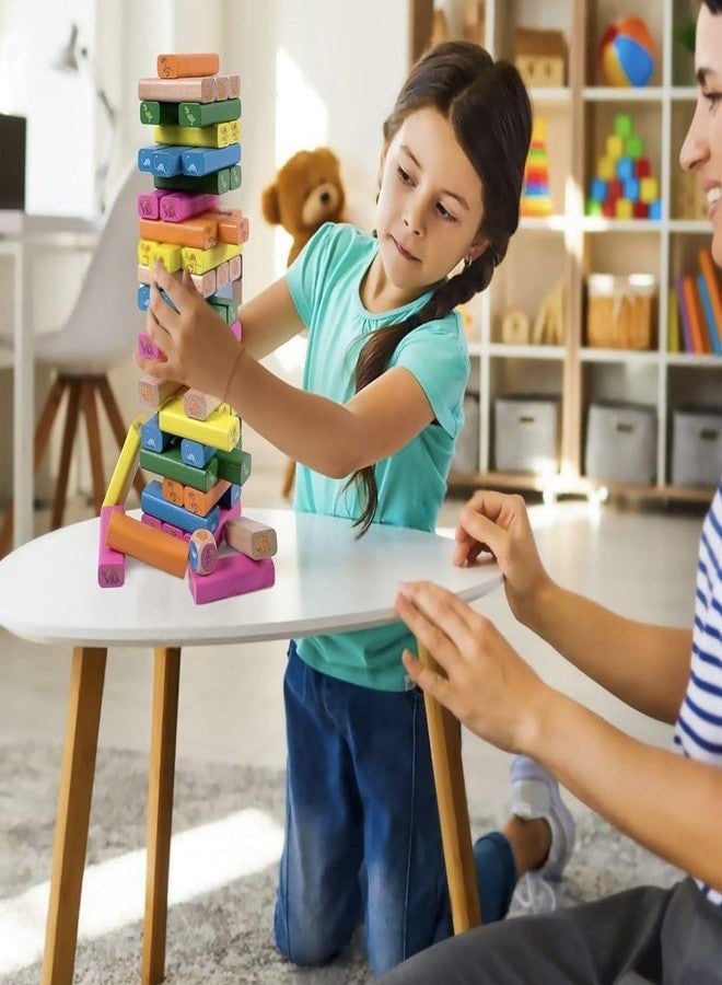 Radhya Accessories ألعاب راديا أكسسواريز لبناء الأبراج - 54 قطعة من مكعبات بناء الأبراج الخشبية، لعبة بناء الأبراج مع النرد للأطفال، مكعبات بناء، أفضل لعبة تعليمية للأطفال (ديناصور) - Image 3